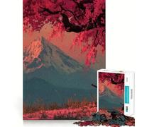 Samouraï sous Un Cerisier en Fleurs avec Montagne Puzzle de 1000 pièces pour Adolescents Jeu de logique et de réflexion Détente mentale Cadeau de Noël précis (38x26cm)