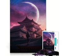Samouraï sous Un Croissant de Lune Puzzle de 1000 pièces pour Adultes Jeu de réflexion Joie familiale Découpe de précision Joli Cadeau (38x26cm)
