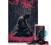 Samouraï sous Une Pluie de cerisiers en Fleurs Puzzle Difficile de 1000 pièces pour Adultes Jeu de logique Fine Attente et Divertissement Finitions soignées (38x52cm)