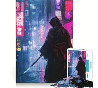 Samouraï sous Une Pluie de néons Puzzle de 1000 pièces pour Adultes et Adolescents Jeu intellectuel À Partager à la Maison Qualité et découpe Cadeau Classique (38x26cm)
