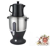 Samovar électrique à thé 5,5L - Théière turque en acier inoxydable 1500W avec conception à double pot, infuseur et fonction de maintien au chaud pour thé noir, café et tisane