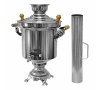 Samowar en acier inoxydable russe turc pour charbon 5 L - Bouilloire à thé