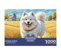 Samoyed Chien 1000 Piece Jigsaw Puzzle for Adults Family Challenge Toys Stress Relief Puzzle Cultivate The Spirit of Teamwork for The Whole for Women, Gifts for Men 38x26cm/1000pcs