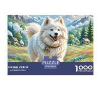 Samoyed Chien 1000 Pieces Jigsaw Puzzles for Adults Challenging Game Stress Relieving Entertainment Cultivate The Spirit of Teamwork for The Whole for Women, Gifts for Men 38x26cm/