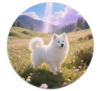 Samoyed, Puzzle Inspirant Circulaire 1000 Pièces Avecchien de Compagnie, Destiné À Ceux en Quête De Beauté Et De Calme 1000pcs (67.5x67.5cm)