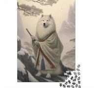 Samoyed The Samurai Puzzle Adulte 1000 Pièces, 52x38cm/1000pcs; Activité D’intérieur pour Les Jours De Pluie; Pièces Lisses en Carton Blanc