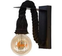 Sampa - Applique murale moderne Mila métal et corde noir Avec Ampoule LED Noir