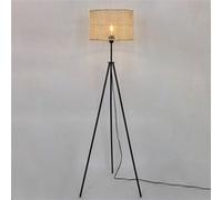 Sampa - Lampadaire moderne Bora 150cm metal noir et rotin naturel compatible LED Autre G