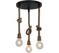 Sampa - Luminaire de plafond Mila 100cm reglable metal noir et corde naturel LED Noir G