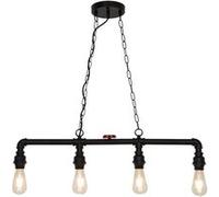 Sampa - Lustre ou plafonnier Robin 100cm reglable metal noir et rouge compatible LED Noir G
