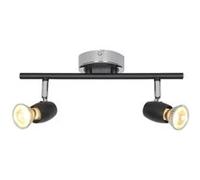 Sampa - Reglette ou plafonnier moderne Alliage 2 ampoules metal noir chrome LED Noir G