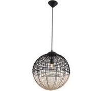 Sampa - Suspension design Eros 130cm reglable metal noir et rotin LED Noir G