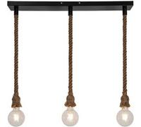 Sampa - Suspension moderne Mila 100cm reglable metal noir et corde naturel LED Noir G