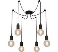 Sampa - Suspension ou plafonnier design Lina 150cm reglable metal noir compatible LED Noir G