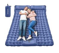 Sampoes Matelas isolant auto-gonflant pour 2 personnes, matelas isolant épais de 10 cm, double matelas gonflable de camping avec pompe à pied, matelas gonflable pour l'extérieur, la randonnée, la