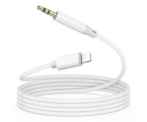 SAMPOW Câble auxiliaire pour iPhone en voiture, adaptateur de casque stéréo pour iPhone iPad compatible avec iPhone 14 13 12 Pro SE 11 Pro Max XS XR X idéal pour un son clair de 0,9 m