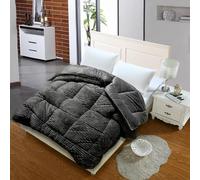 SAMPUR - Couette Coton Club | Reversible : Velours cotelé et Tissu Soyeux | Chaleur et Douceur | Idéale en Plaid (Gris, 140x200 cm)