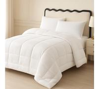 SAMPUR - Couette Coton Club | Reversible : Velours cotelé et Tissu Soyeux | Chaleur et Douceur | Idéale en Plaid (Blanche, 240x260 cm)