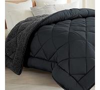 SAMPUR - Couette Sherpa | Sensation Laine et Cosy | Surpiquage Innovant | Réversible été Hiver | Isothermique | Grise | 240 x 260 cm