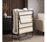 SAMPUR Lit Pliant à roulettes 90x200 cm avec Matelas mémoire de Forme - Sommier à Lattes Flexibles - Structure Acier renforcé - Lit d’appoint Pliable Adulte/Enfant - Confort équivalent à Un lit Fixe