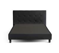 SAMPUR Lit Simili Cuir Triomphe Lit en Simili Cuir + Sommier à Lattes + tête de lit - 140x190 cm - Noir