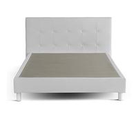 SAMPUR Lit Simili Cuir Triomphe Lit en Simili Cuir + Sommier à Lattes + tête de lit - 160x200 cm - Blanc