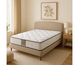 SAMPUR - Matelas Cosmos 200 x 200 cm Design Confort | Epaisseur 20 cm | Double Technologies - Mémoire de Forme - Ressorts ensachés | Mousse HR + Pro-Suit | Soutien Mi-Ferme Équilibré
