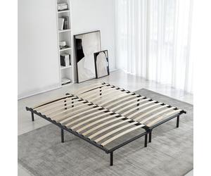 SAMPUR - Sommier Extensible Noir à Lattes 90 x 200 à 180 x 200 cm | 25cm de Hauteur | Design Confort 2 x 15 Lattes Actives | 10 Pieds Inclus