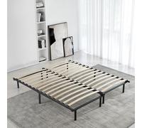SAMPUR - Sommier Extensible Noir à Lattes, 90x200 à 180x200 cm | Hauteur 25 cm • 2 x 15 lattes actives • 10 pieds inclus • Largeur ajustable • Confort et soutien personnalisables