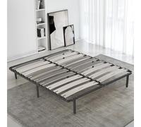 SAMPUR - Sommier Morpholattes | 180 x 200cm | 7 Pieds Inclus | Gris | 25 cm de Hauteur | Cadre métal laqué epoxy | Lattes Extra Larges | 5 Zones de Soutien