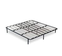 SAMPUR - Sommier Morpholattes | 200 x 200cm | 7 Pieds Inclus | Gris | 25 cm de Hauteur | Cadre métal laqué epoxy | Lattes Extra Larges | 5 Zones de Soutien