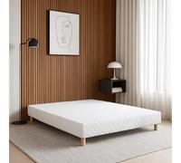 SAMPUR - Sommier tapissier Blanc | Structure Bois et revêtement Tissu | Lattes Larges pour Un Soutien Optimal (180x200 cm)