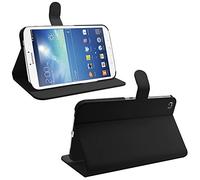 Samrick Executive Étui folio portefeuille en cuir spécialement conçu pour Samsung Galaxy Tab 3 7" P3200/P3210 Support de visualisation exclusif Film de protection d'écran Chiffon en microfibre Mini-stylet capacitif P8200 Galaxy Tab 3 (8.0) noir - noir