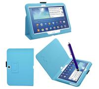 Samrick Executive Folio Étui portefeuille avec stand Protecteur d'écran avec lingette en microfibre et mini stylet grande capacité pour Samsung Galaxy Tab 3 P5200/P5210/P5220 10,1" P5200, P5210 & P5200 Galaxy Tab 3 (10.1) Bleu - Bleu layette