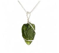 Samsara Collier en Argent 925 avec Pendentif Moldavite - Collier Femme en Cristal Naturel, Météorite, Puissance Energétique - Coffret Cadeau, girogola, Argent sterling, Moldavite