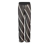 Samsøe Samsøe - Pantalon Droit en Tricot Rayé - Femme - Pantalons - Noir - Taille: 36 FR