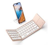 Samsers Clavier Bluetooth pliable avec pavé tactile - Clavier portable sans fil avec support, rechargeable, taille complète, ultra fin, clavier pliable de poche pour tablette et ordinateur portable