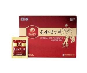 SAMSIDAE - Thé au Ginseng Rouge & Gingembre de Corée, Énergie, digestion & immunité, À infuser chaud ou froid, Racines de 6 ans, Qualité Supérieure, Boîte de 50 Sachets