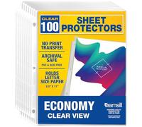 Samsill 100 Pack Sheet Protectors, 8.5x11 Inch Page Protectors for 3 Ring Binder, Standard Weight, Clear Protector, Letter Size, Top Loading, Acid Free
