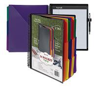 Samsill Classeur de projet à spirale de luxe avec 24 poches avec 12 intercalaires, support de bloc-notes rechargeable, couverture avant personnalisable, onglets effaçables en plusieurs couleurs,