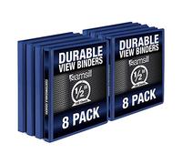 Samsill Classeur durable de 1,27 cm/Classeur rond bleu/Classeur personnalisable/Lot de 8 classeurs en vrac/Classeur bleu à 3 anneaux/Classeur de 1,2 cm