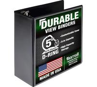 Samsill Classeur durable de 12,7 cm, fabriqué aux États-Unis, classeur à anneaux en D, reliure transparente personnalisable, noir, peut contenir 1050 pages