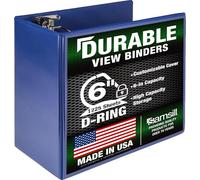 Samsill Classeur durable de 15,2 cm, fabriqué aux États-Unis, classeur à anneaux en D personnalisable, bleu, peut contenir 1225 pages