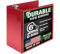 Samsill Classeur durable de 15,2 cm, fabriqué aux États-Unis, classeur à anneaux en D verrouillables, couverture transparente personnalisable, rouge, peut contenir 1225 pages