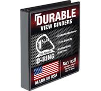 Samsill Classeur durable de 3,8 cm, fabriqué aux États-Unis, reliure à anneaux en D, couverture transparente personnalisable, noir, peut contenir 350 pages