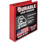 Samsill Classeur durable de 5,1 cm, fabriqué aux États-Unis, reliure à anneaux en D, couverture transparente personnalisable, rouge, peut contenir 475 pages