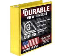 Samsill Classeur durable de 7,6 cm, fabriqué aux États-Unis, classeur à anneaux en D, panneau de particules FSC 100% recyclé, jaune