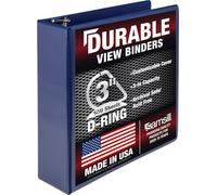 Samsill Classeur durable de 7,6 cm, fabriqué aux États-Unis, reliure à anneaux en D, couverture transparente personnalisable, bleu, peut contenir 625 pages