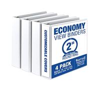 Samsill Classeurs à 3 anneaux de 5,08 cm, fabriqués aux États-Unis, anneaux ronds économiques, couverture transparente, peuvent contenir 425 feuilles, pour l'école, la maison, le bureau - Blanc, lot