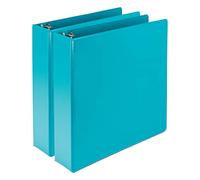 Samsill Durable Fashion Color Lot de 2 classeurs à 3 anneaux, anneaux ronds de 5,1 cm, transparent personnalisable, turquoise